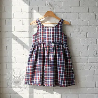 Dubbelgaas/mousseline Double sided Checks navy