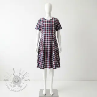 Dubbelgaas/mousseline Double sided Checks navy