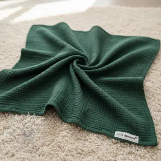 Dubbelgaas/mousseline old green