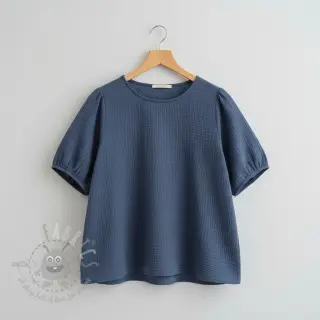 Dubbelgaas/mousseline jeans blue ORGANIC