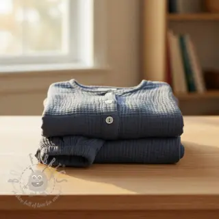 Dubbelgaas/mousseline jeans blue ORGANIC