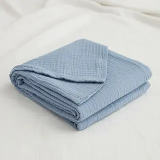 Dvojitá gázovina/mušelín blue ORGANIC