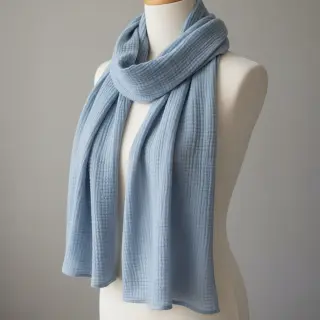 Dvojitá gázovina/mušelín blue ORGANIC