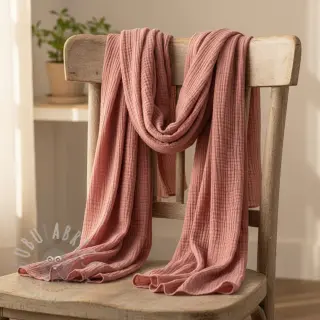 Dubbelgaas/mousseline mauve ORGANIC