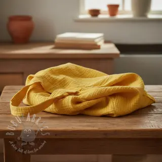 Dubbelgaas/mousseline soft yellow ORGANIC