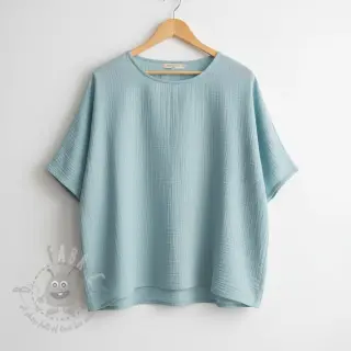Dubbelgaas/mousseline teal ORGANIC