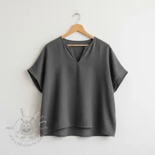 Dubbelgaas/mousseline dark grey