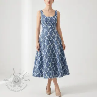 JEANS DENIM Ruffia Flowers design En