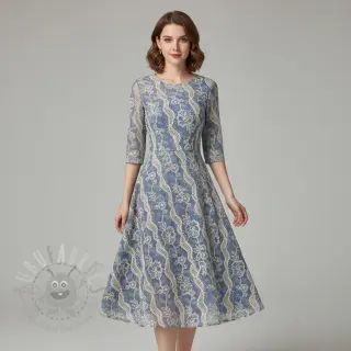 Katoenen stof JEANS EMBROIDERY Flora design B