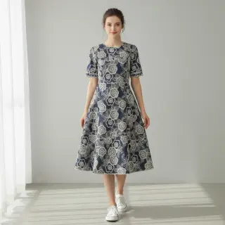 Bavlnená látka JEANS EMBROIDERY Niva design A