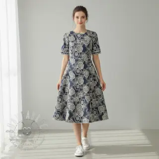 Katoenen stof JEANS EMBROIDERY Niva design A
