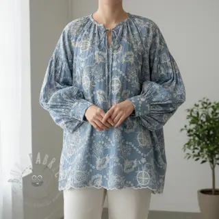 Katoenen stof JEANS Embroidery Buttercup