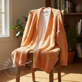 Sweaterstof BIG KNIT DOT peach
