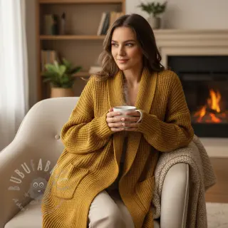 Sweaterstof BIG KNIT mustard