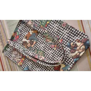 Decoratiestof Vegan black check digital print