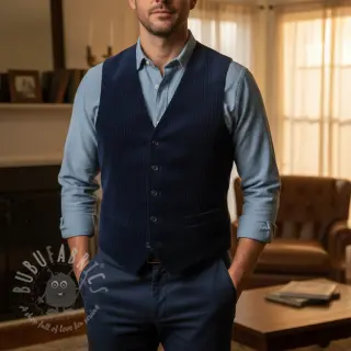 Ribfluweel 6W WASHED STRETCH navy