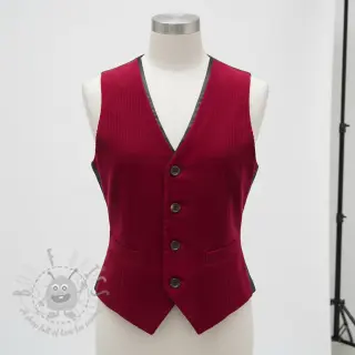 Ribfluweel 6W WASHED STRETCH dark red