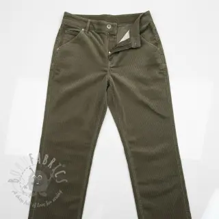 Ribfluweel 6W WASHED STRETCH camo green