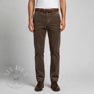 Ribfluweel 6W WASHED STRETCH dark brown
