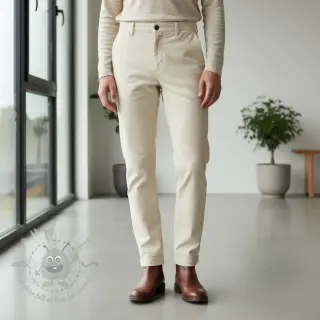 Ribfluweel 6W WASHED STRETCH off white