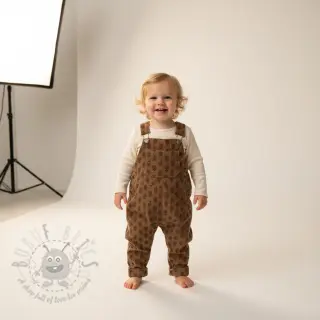Ribfluweel STRETCH Little flower taupe