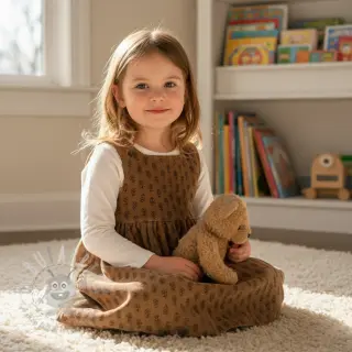 Ribfluweel STRETCH Little flower taupe