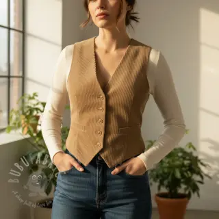 Ribfluweel STRIPE beige