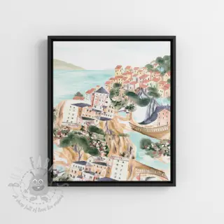 Decoratiestof Houses ecru digital print