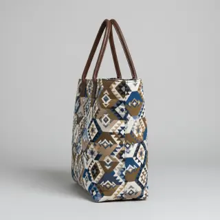 Dekoračná látka jacquard Kilim cobalt havane