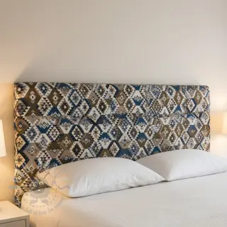 Decoratiestof jacquard Kilim cobalt havane