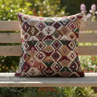 Decoratiestof jacquard Kilim fuchsia vert