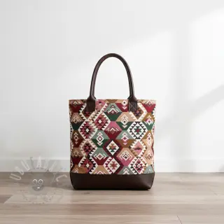 Decoratiestof jacquard Kilim fuchsia vert
