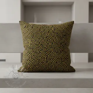 Decoratiestof jacquard Mesopotamie noir jaune