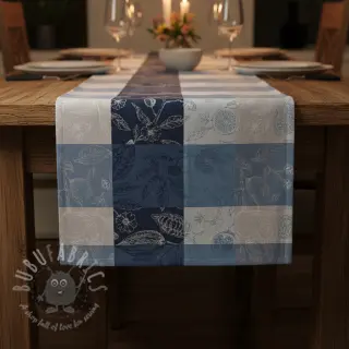 Decoratiestof FRENCH TABLE CLOTH JACQUARD Cabosse allover indigo