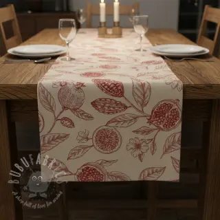 Decoratiestof RUSTIC VINTAGE PRINT Granata groseille