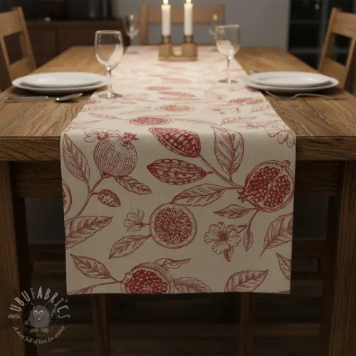 Decoratiestof RUSTIC VINTAGE PRINT Granata groseille