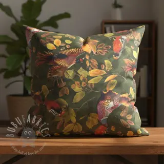 Decoratiestof VELVET Pheasant Forest Leaf
