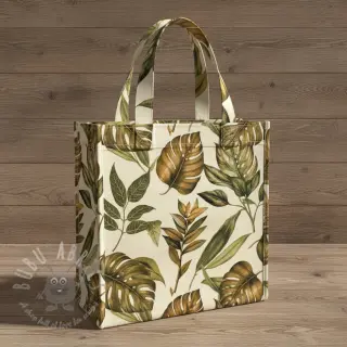 Decoratiestof Linenlook Botanic Bold Leaf digital print