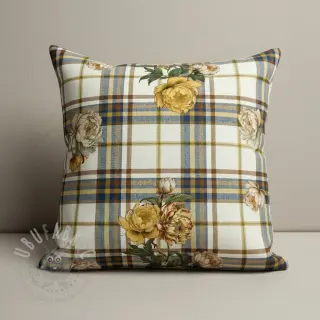 Decoratiestof Linenlook Classic Peony Check digital print