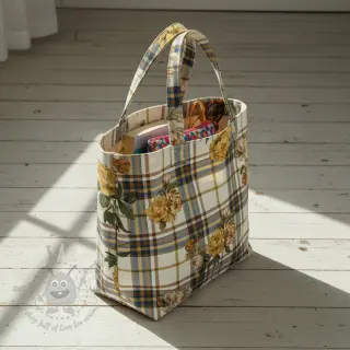 Decoratiestof Linenlook Classic Peony Check digital print