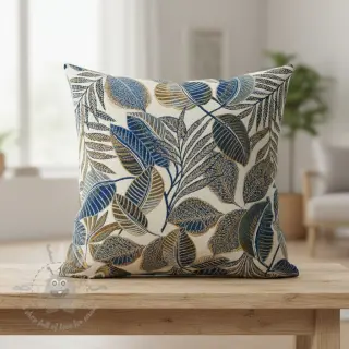 Decoratiestof jacquard Cacao allover bleu