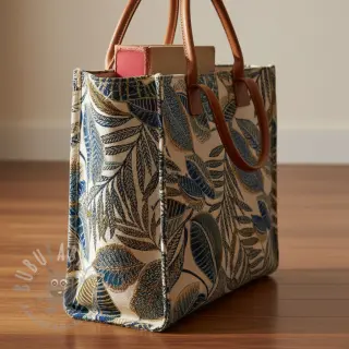 Decoratiestof jacquard Cacao allover bleu