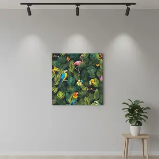 Dekoračná látka premium Tropical jungle bird digital print