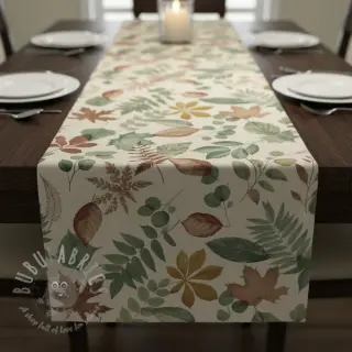 Decoratiestof Linenlook Coloured Leaf Mix digital print
