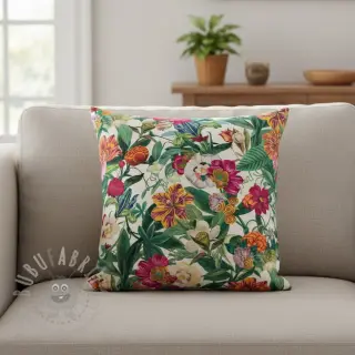 Decoratiestof Linenlook Flashy Floral Party digital print