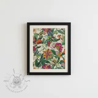 Decoratiestof Linenlook Flashy Floral Party digital print