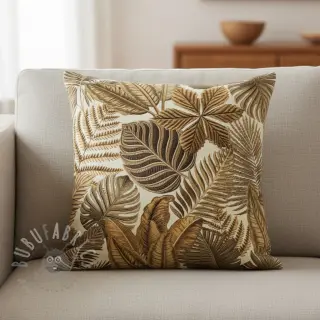 Decoratiestof premium Leaf Embroidery digital print