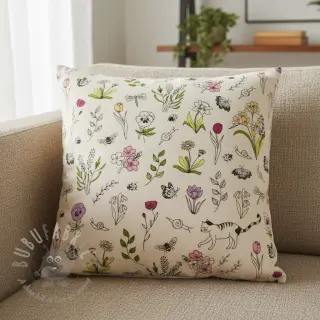 Decoratiestof Linenlook Spring Doodle Time