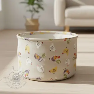 Decoratiestof Linenlook Rooster And Chick