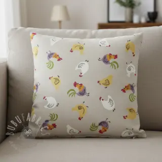 Decoratiestof Linenlook Rooster And Chick
